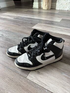 Nike Women’s Dunk Mid Panda Sneakers - Black and White - 10.5